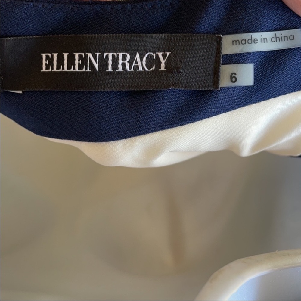 Ellen Tracy Dress Navy Blue & Ivory Size 6 Casual career Formal - Picture 9 of 12